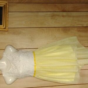 #FREE Duchess White Lace And Tulle High/ Low Summer Dress